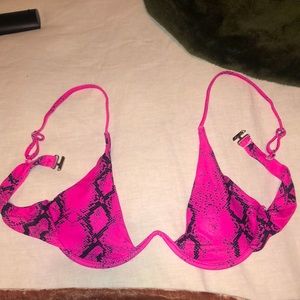 nwot snake print neon pink bikini top